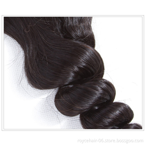 Brazilian Raw Cuticle Aligned Virgin Unprocessed Human Mink Remy Hair Natural Hairline Loose Wave 4x4 Lace Closure
